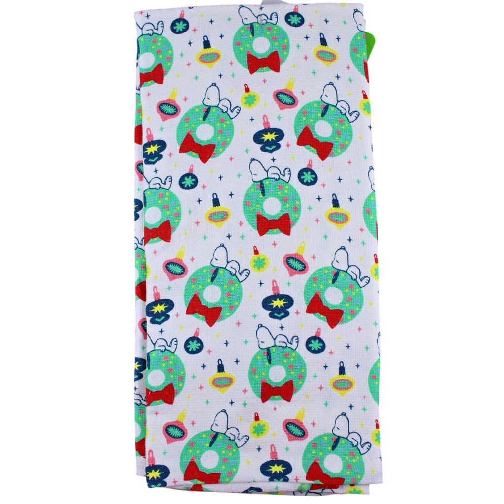 Peanuts Best Brands 2025 Snoopy Wreaths Christmas Kitchen Towel Set 18x28 Cotton