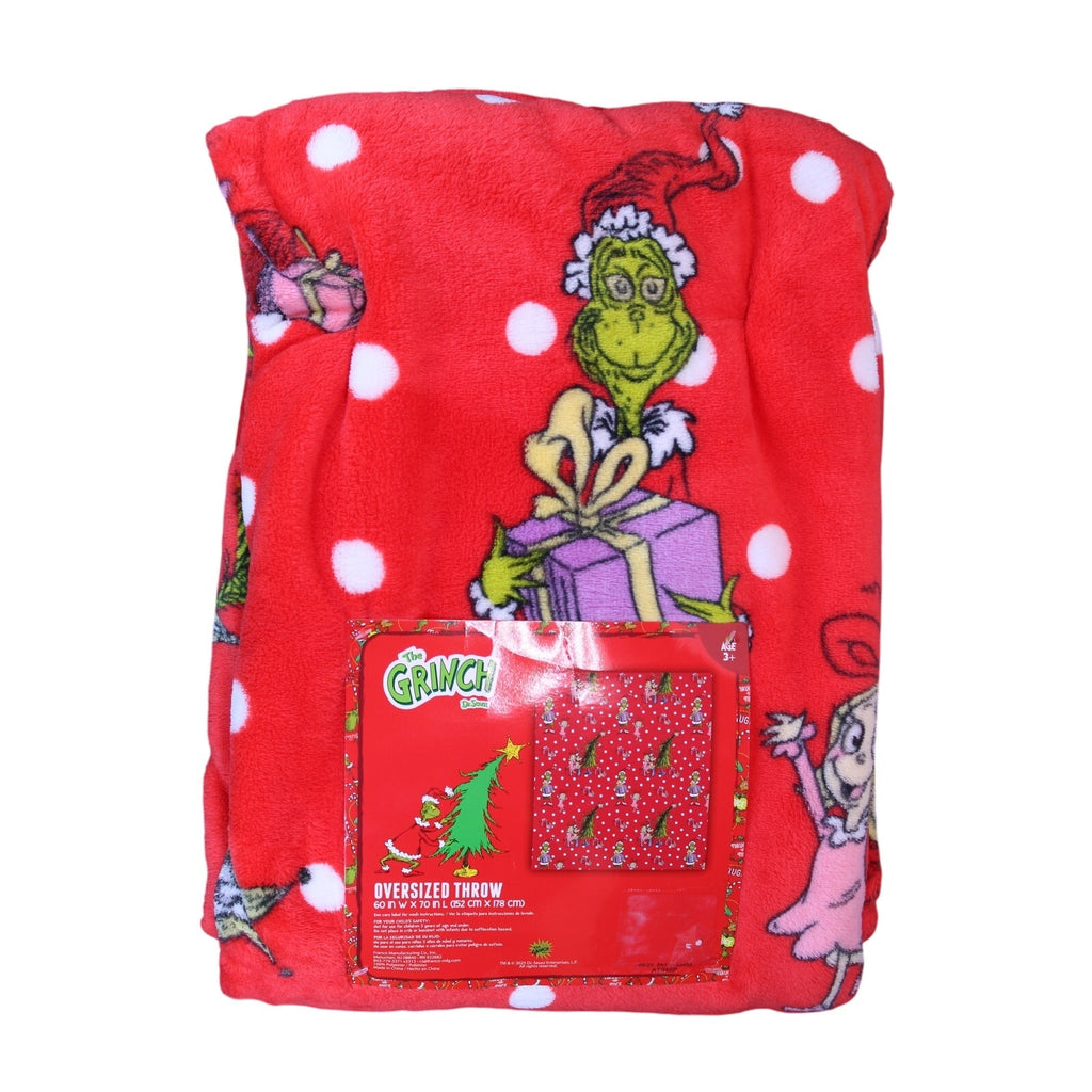 Cozy Dr. Seuss The Grinch Oversized Christmas Throw Blanket 60x70