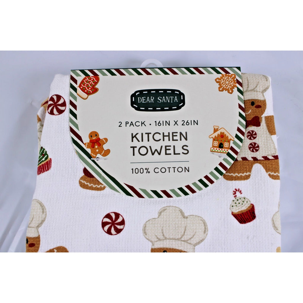 Gingerbread Baker Cookies Christmas Kitchen Towels Set Of Two 16X26“ New￼Cotton