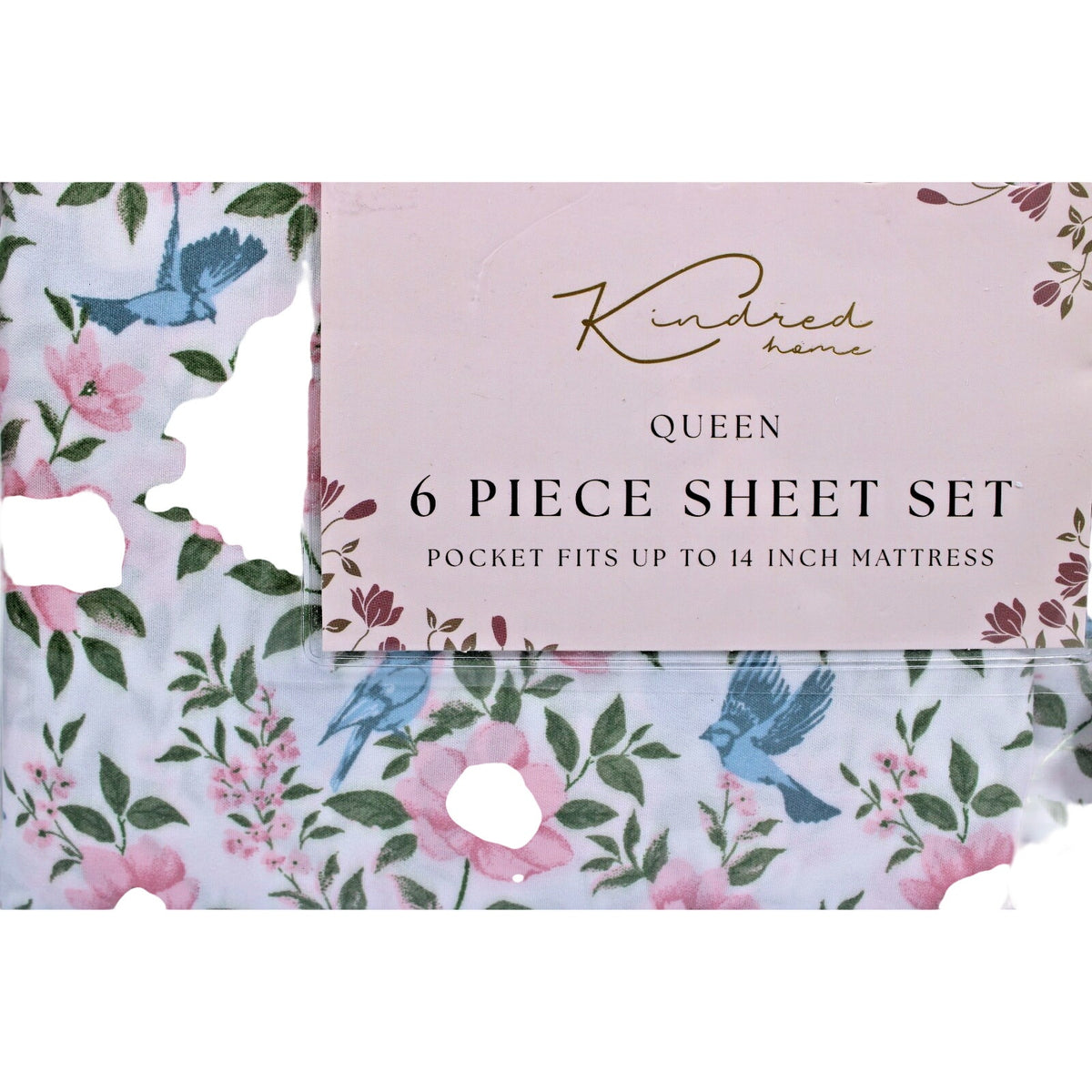 KINDRED HOME 6 pc Floral design Queen Sheet Set 2 EX Pillowcases