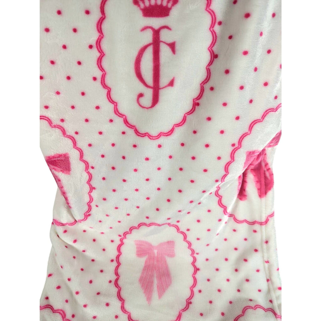 Juicy Couture HOME Oversized Plush Throw, 60x70, JC Logo, Pink Bows, Red Dots