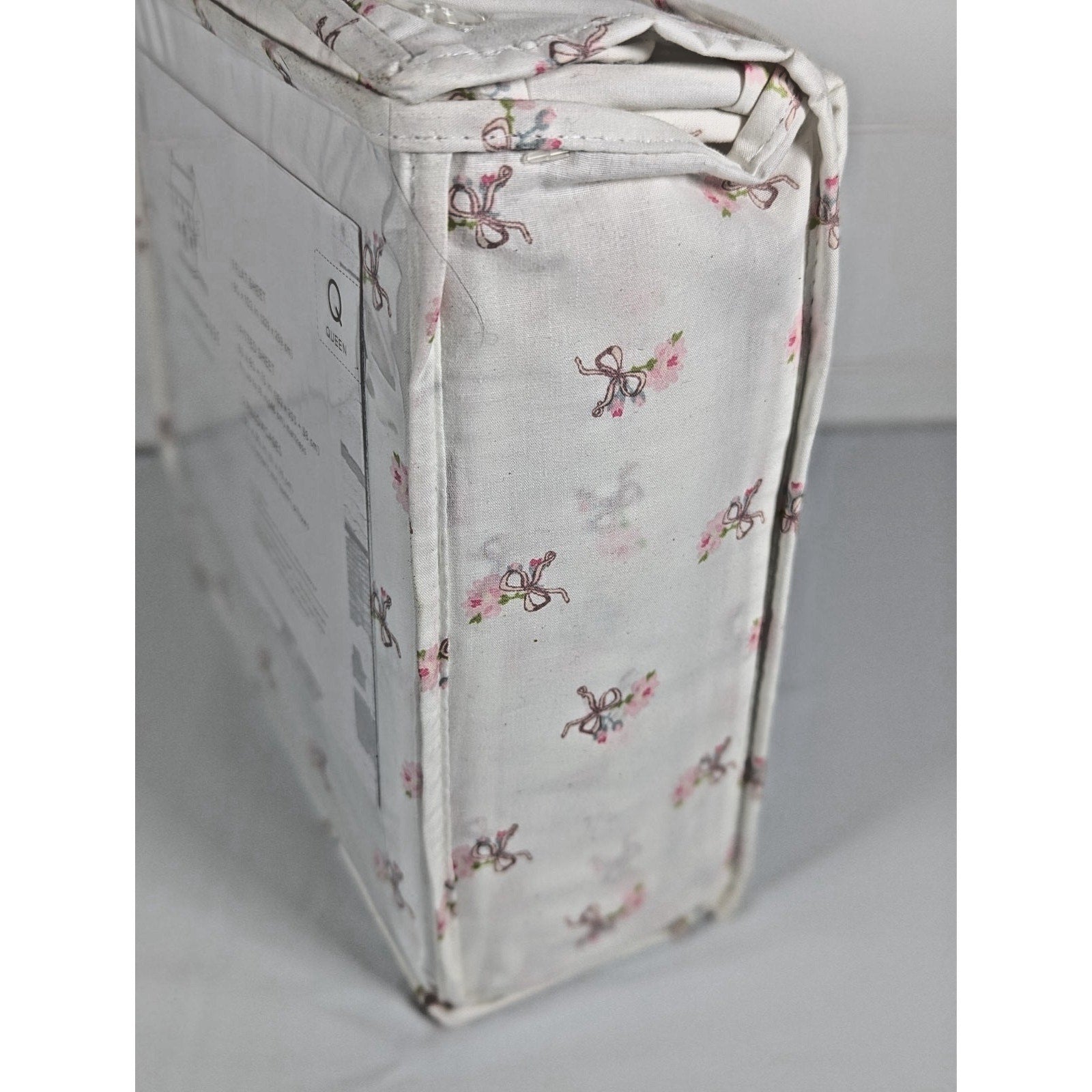 The Farmhouse Rachel Ashwell Pink Rose, Bows, Floral Queen Sheet Set, NEW