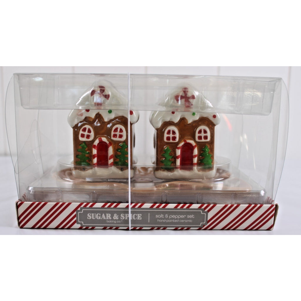 3 pc. Christmas Gingerbread House Salt & Pepper Shakers & Spoon Rest Set