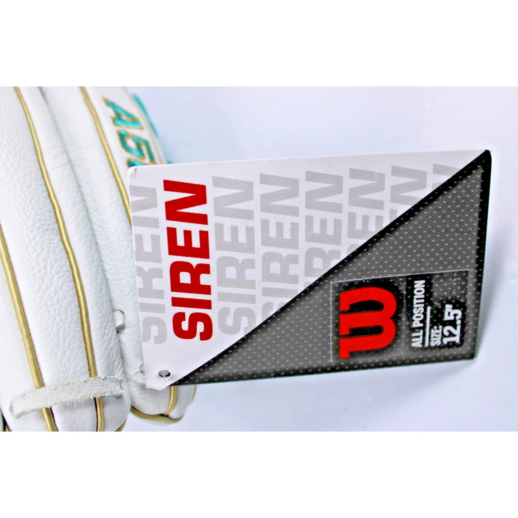 Wilson A500 Left Handed Throw 12.5” Baseball Glove White- Turquoise