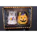Haunted Halloween Teddy Bear & Jack O' Lantern Salt & Pepper Shakers