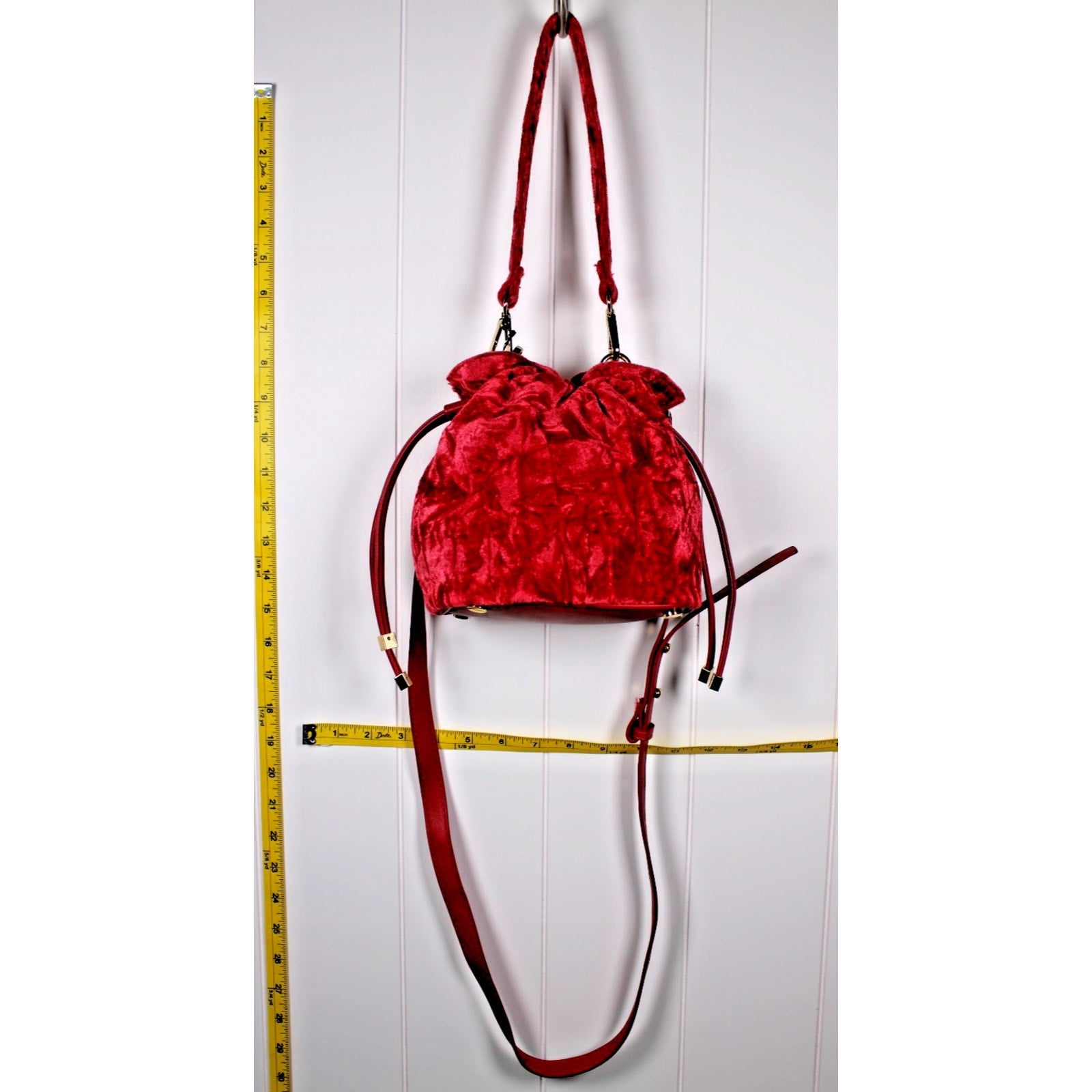 INC International Concepts Meliss velvety bucket crossbody bag - RED PEPPER