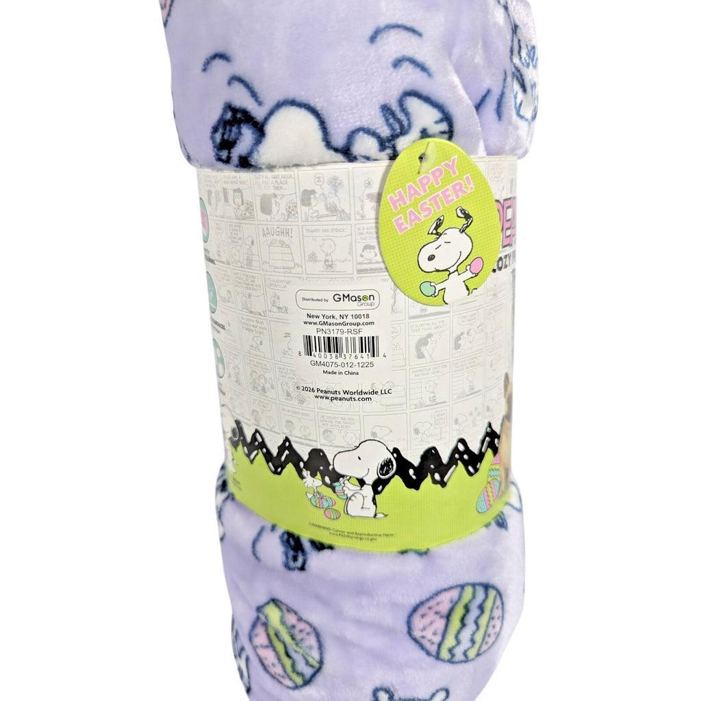 PEANUTS Cozy Sherpa Blanket for Pets - Snoopy, Easter Eggs, Bone, 40” X 50” NEW