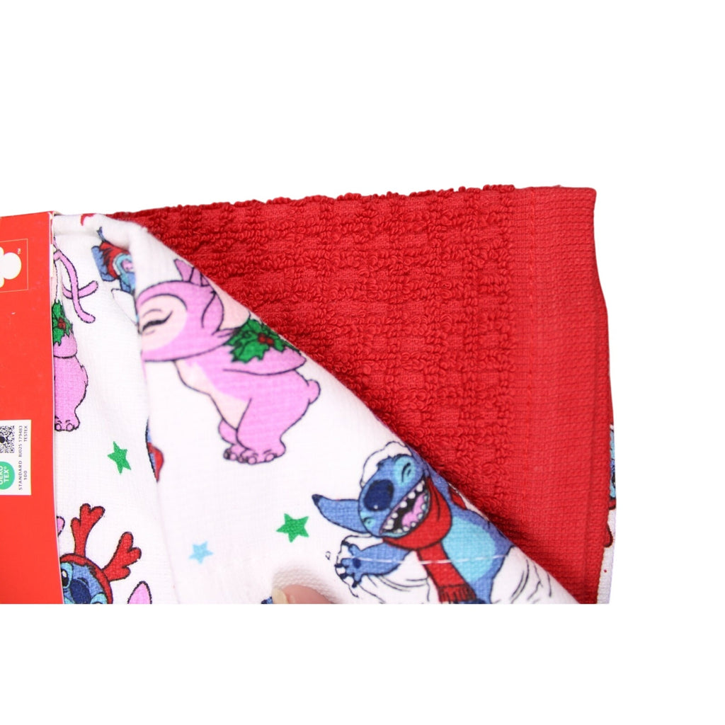 Disney Stitch & Angel Cotton Kitchen Towels – Set of 3 – Christmas Holid fun day