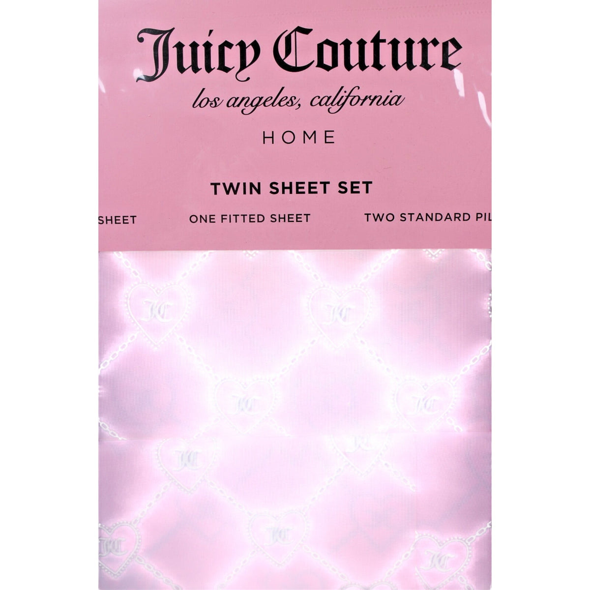 Juicy Couture Twin 4psc Bed Sheet Chains and Hearts