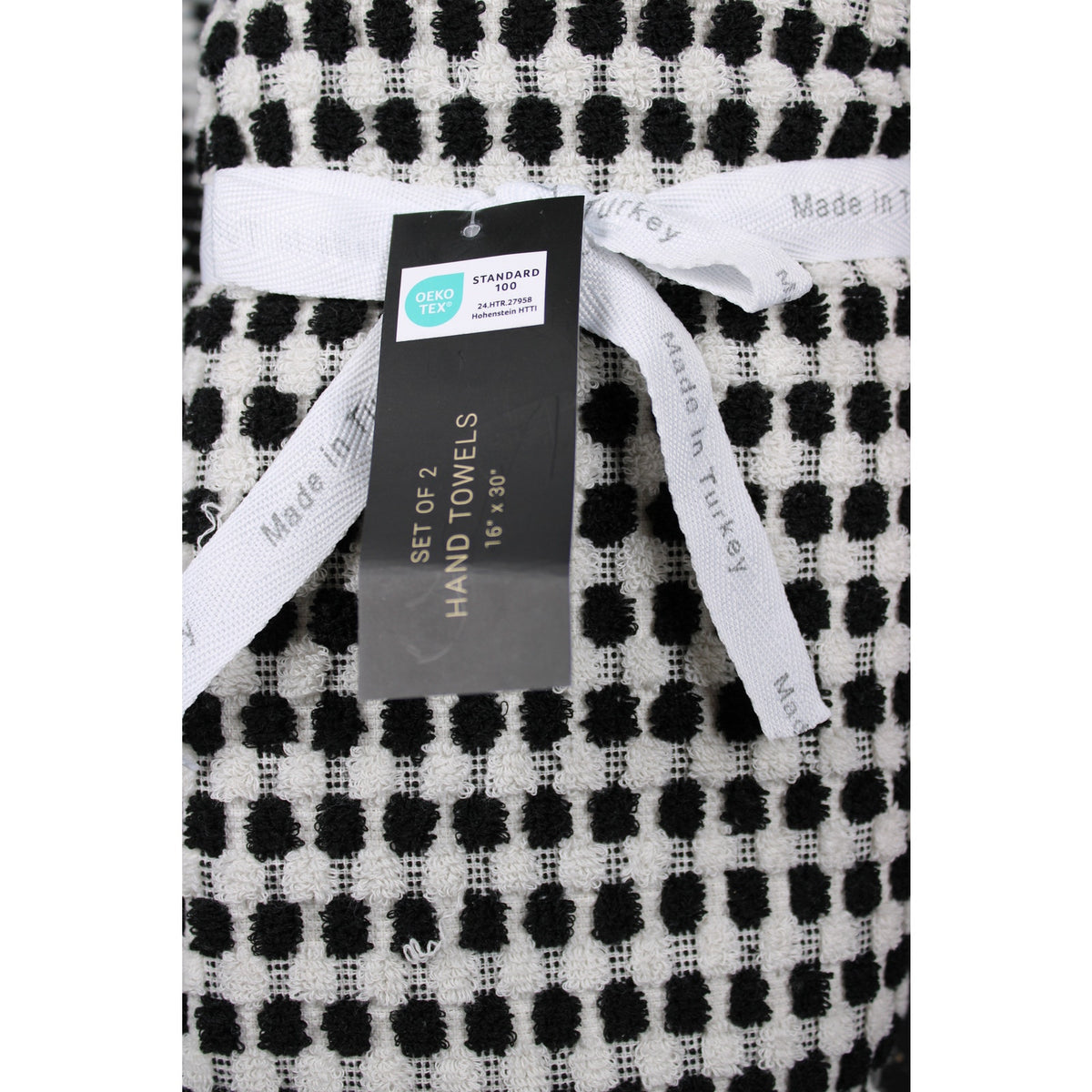 RACHEL ZOE 4pc Bath Towel Set Black White Polka Dot Bath, Hand - Turkish Towels  NEW