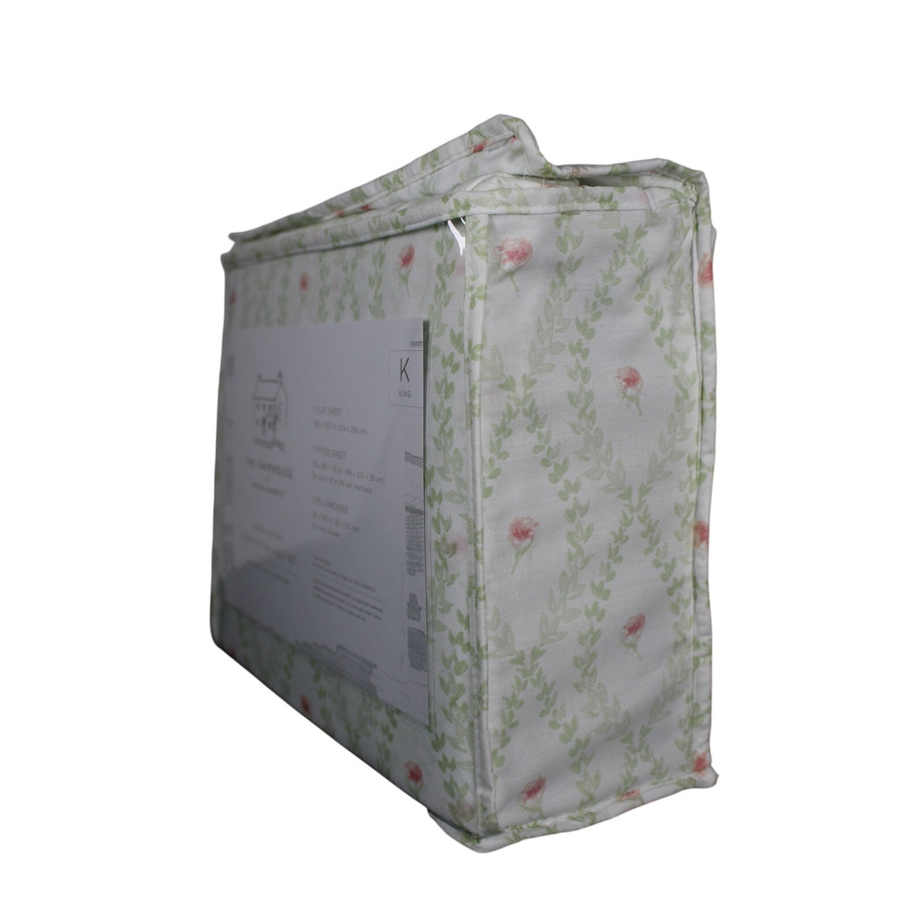 The Farmhouse Rachel Ashwell KING Sheet Set Green Floral Cotton Shabby Chic 4pcs