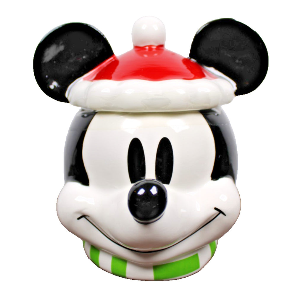 Mickey Mouse Cookie Jar Christmas Holiday Santa Hat