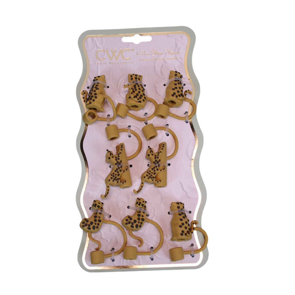 Cook With Color 8pc Dimensional Leopard Silicone Straw Toppers