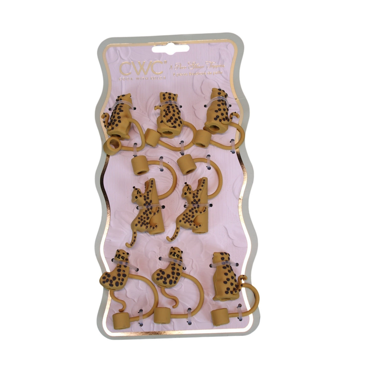 Cook With Color 8pc Dimensional Leopard Silicone Straw Toppers