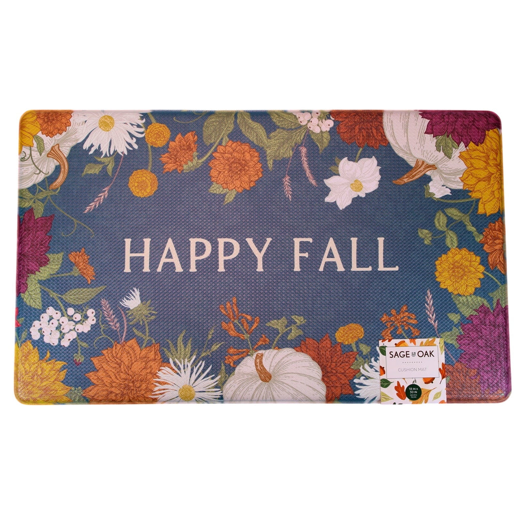 Sage & Oak Happy Fall Kitchen Cushion Mat 18x30, Pumpkin, Flowers - New