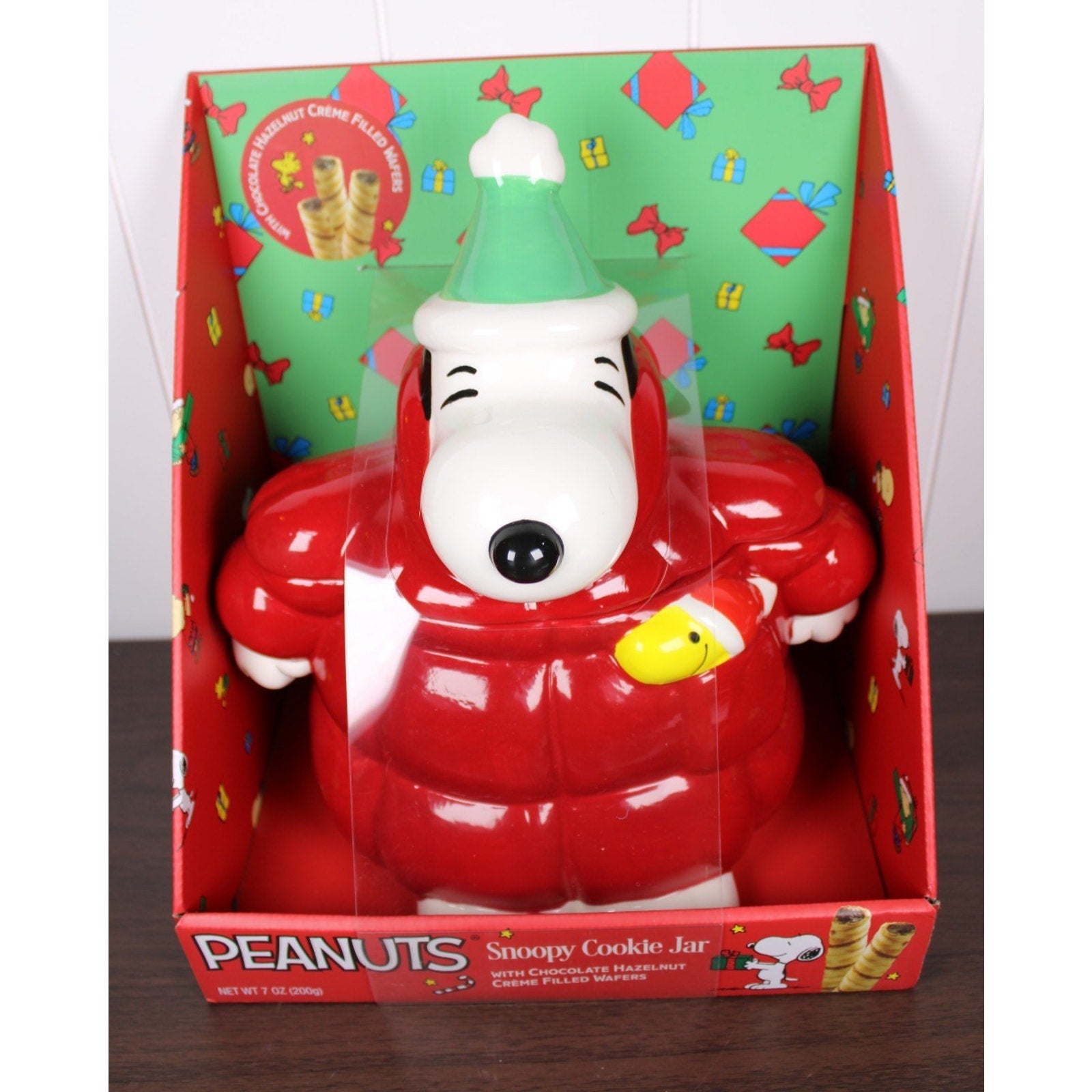 Peanuts Snoopy & Woodstock Red Puffer Jacket Cookie Jar Canister Christmas