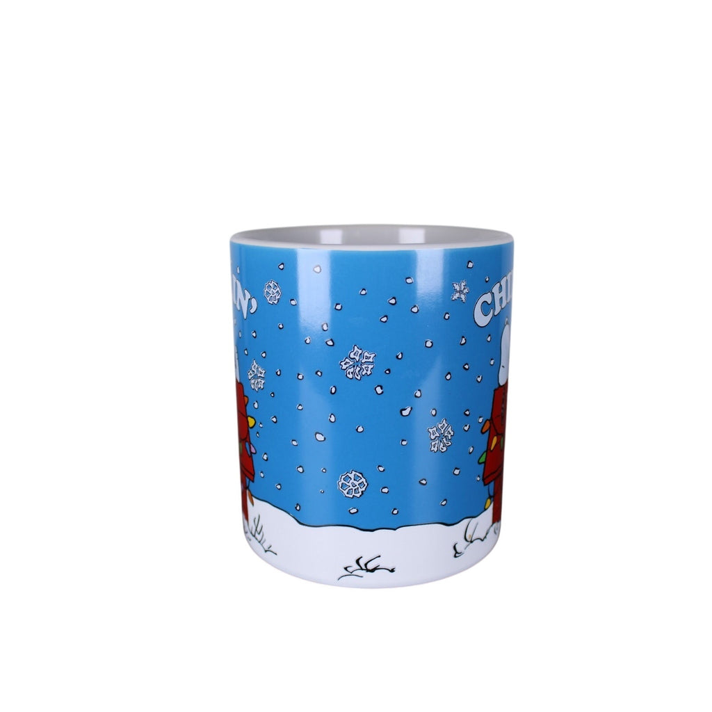 Peanuts Snoopy "Chillin" Doghouse Christmas Light Snowflakes Ceramic Mug 20 oz