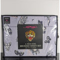 Ed Hardy 6-pc King Sheet Set w/4 Pillowcases, Skulls, Butterflies, Lavender NEW