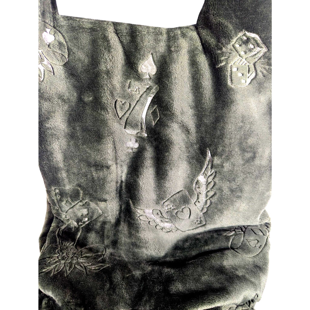 ED HARDY Green Embossed Plush Oversized Throw Blanket 60x70 Skull Dice Heart Y2K