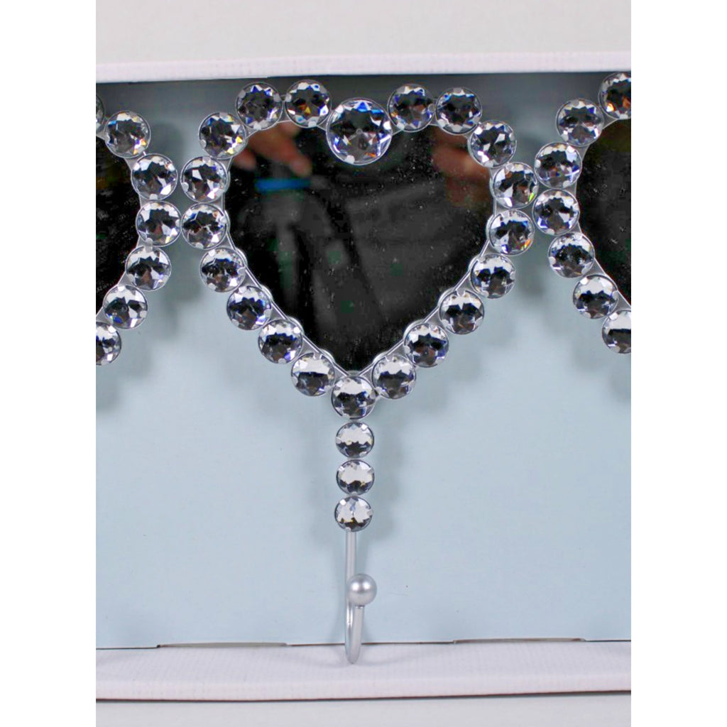 Heart-Shaped Mirror Wall Hooks, Embellished with shinny jewels