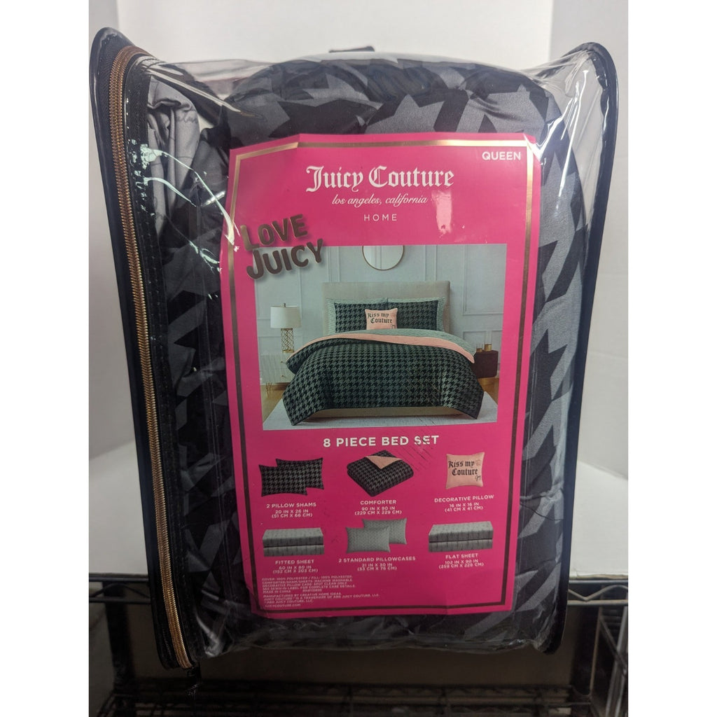 Juicy Couture Queen size Black, Gray and Pink 8-Piece Bed Set