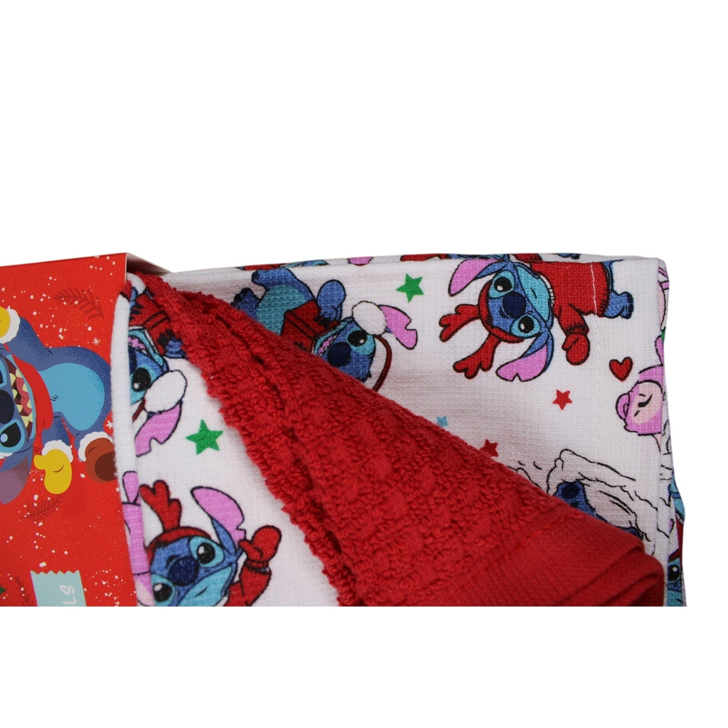 Disney Stitch & Angel Cotton Kitchen Towels – Set of 3 – Christmas Holid fun day
