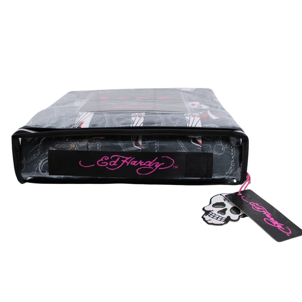 Ed Hardy 6 piece Queen Sheet Set Grey w/Cards &Tattoo Print with 4 Pillowcases