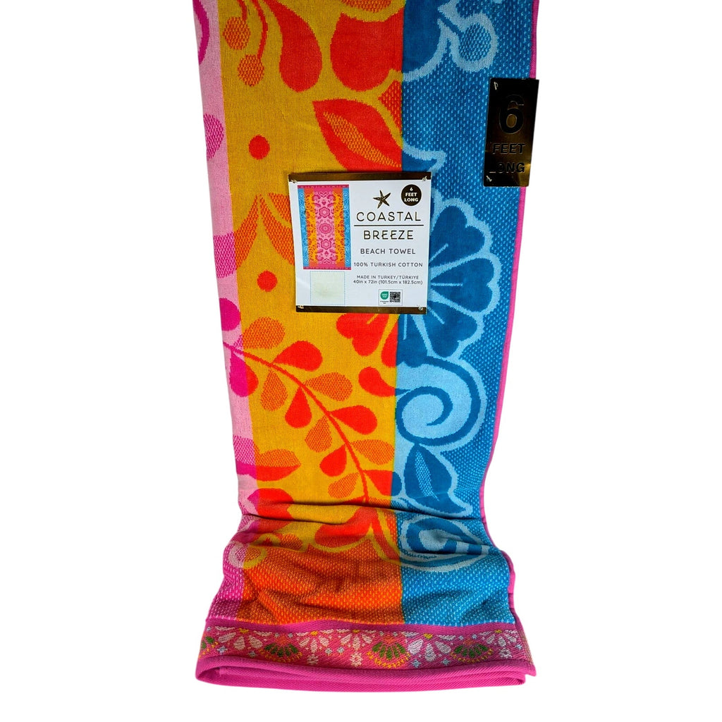 Coastal Breeze Beach Towel "6 Ft." 40x72 100% Turkish Cotton