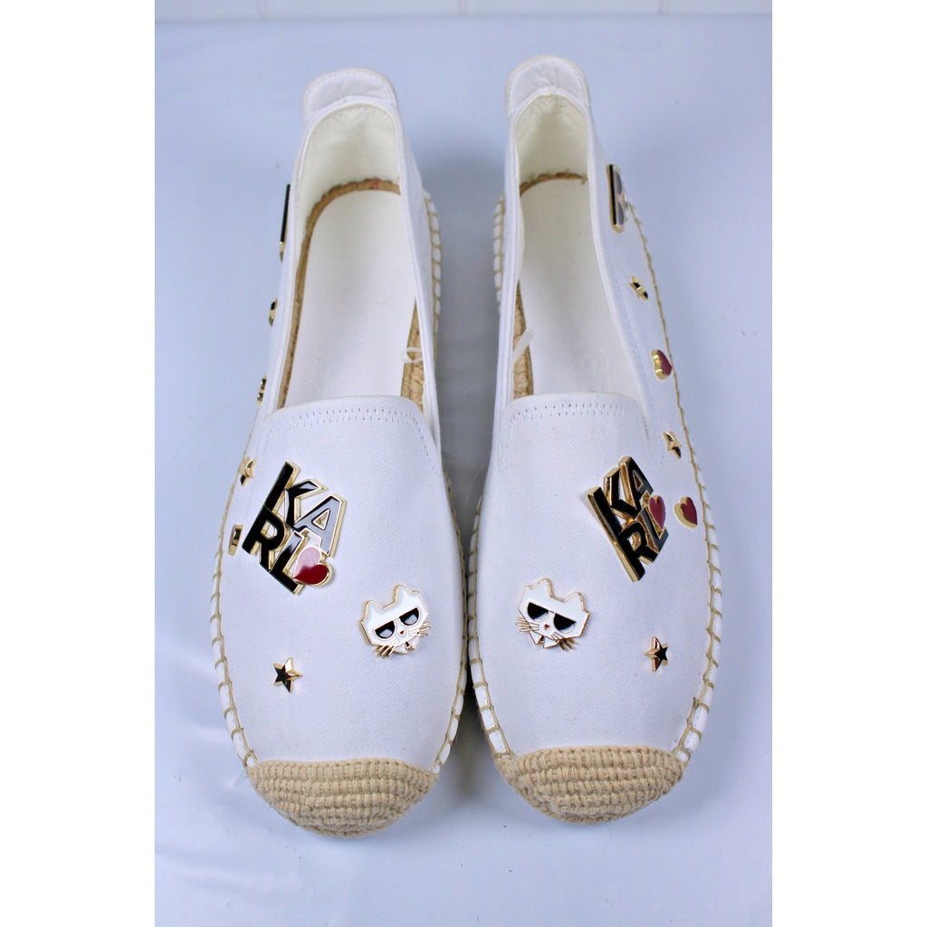 KARL LAGERFELD PARIS Womens Michaela Embellished S Bright White 11M