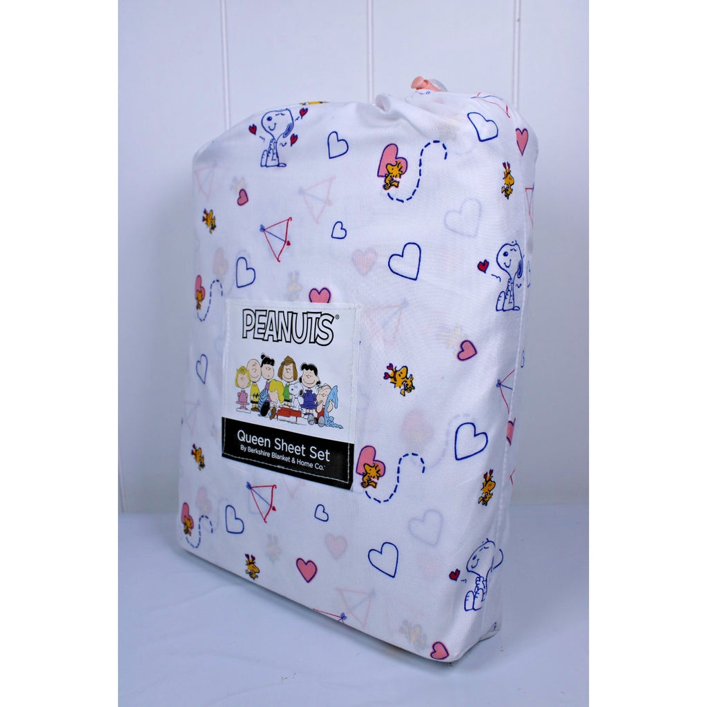 Peanuts Snoopy Queen 4pc Sheet Set By Berkshire Heart Valentines Anniversary NEW