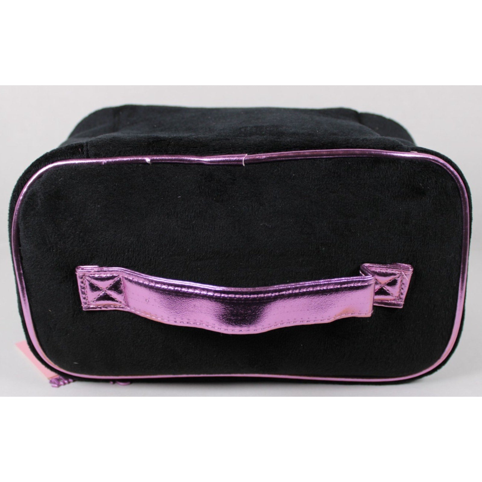 NWT Juicy Couture BLACK & LILAC velvety cosmetic makeup bag & toiletry bottle