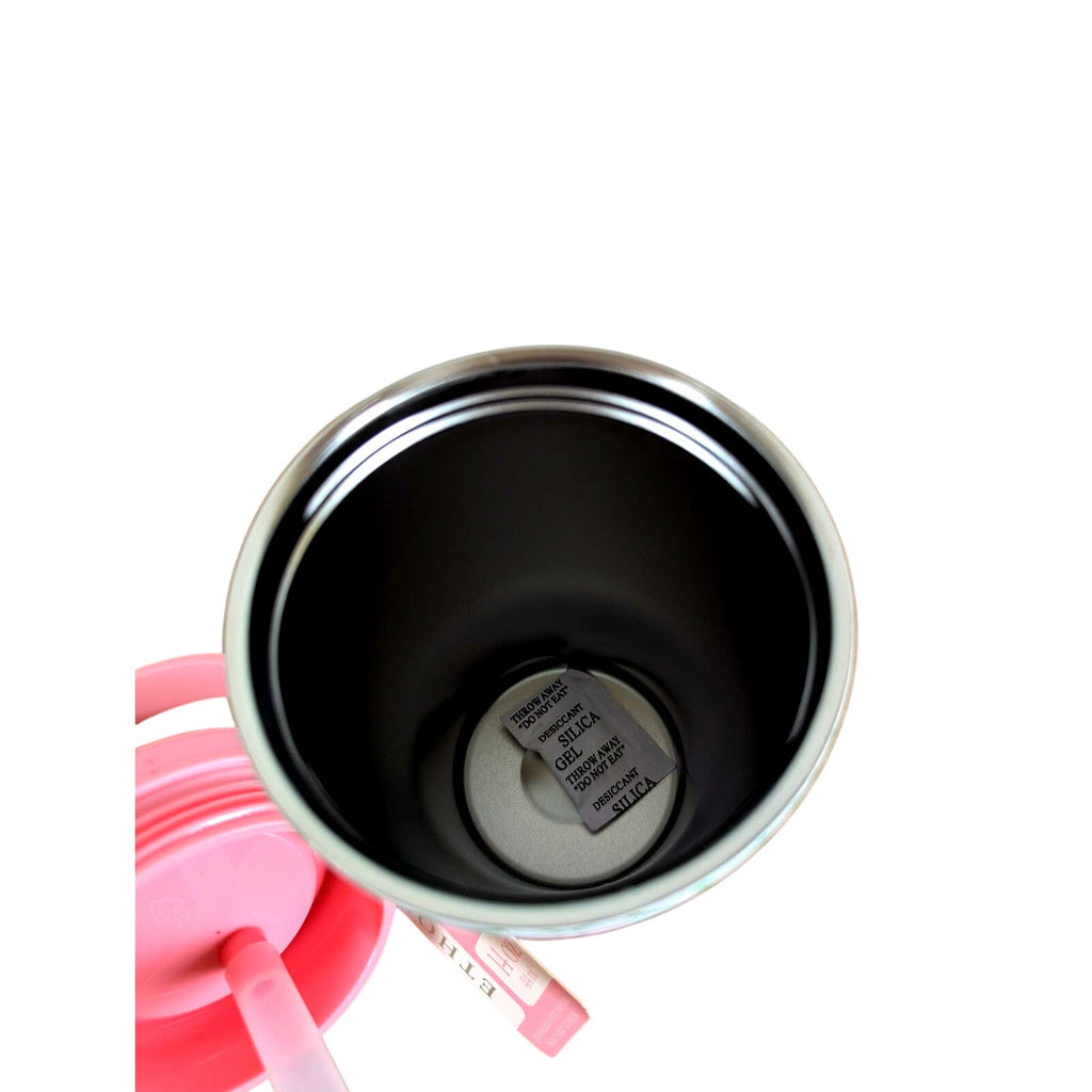 Wellness Tumbler Stainless Steel Double Wall-14 oz-BPA Free-Pink- Bows- Flowers