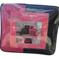 Juicy Couture Reversible Black/Pink Kisses QUEEN 8p Comforter Set Sheets&Pillow