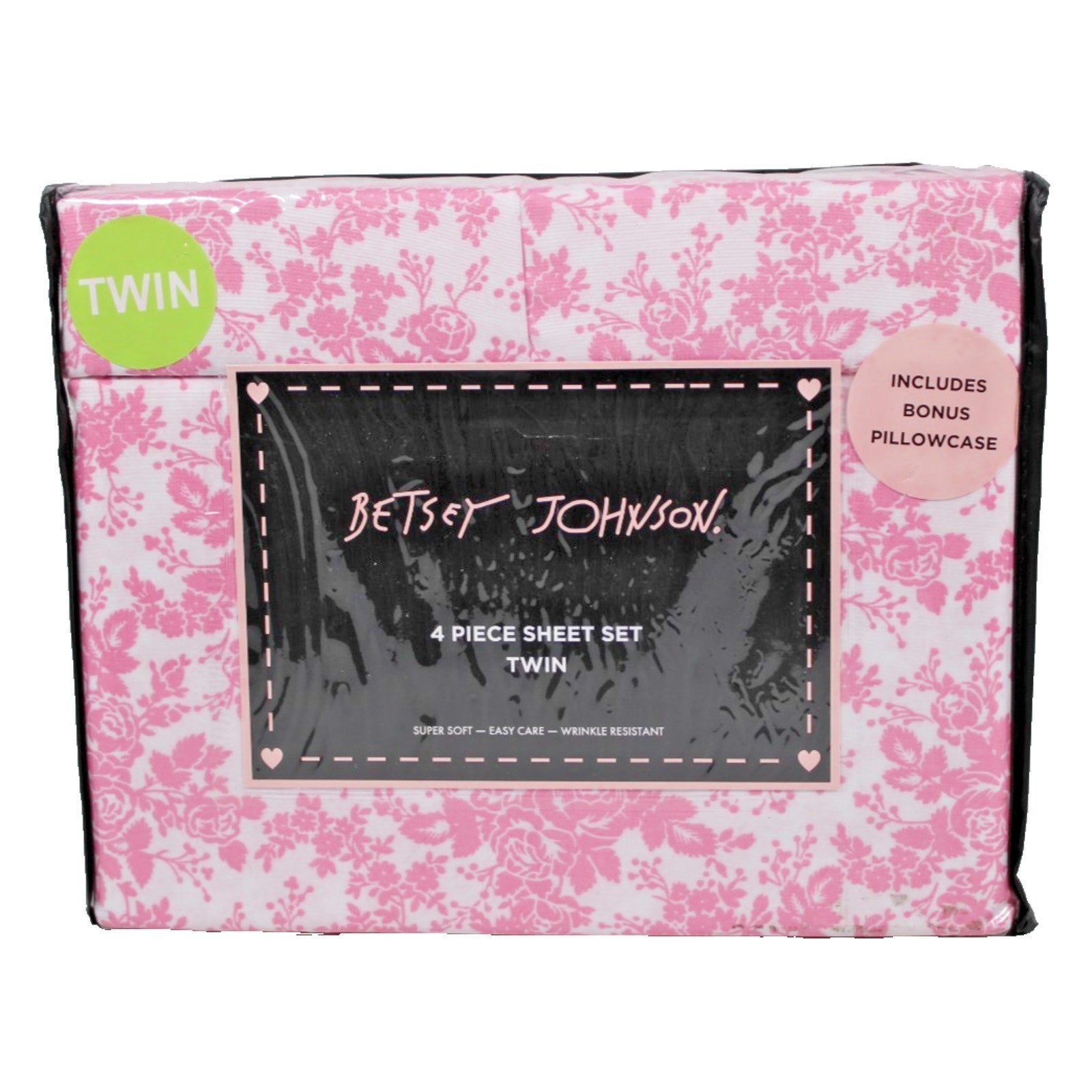 Betsey Johnson 4 Piece Twin Cottage Floral Pink Sheet Set
