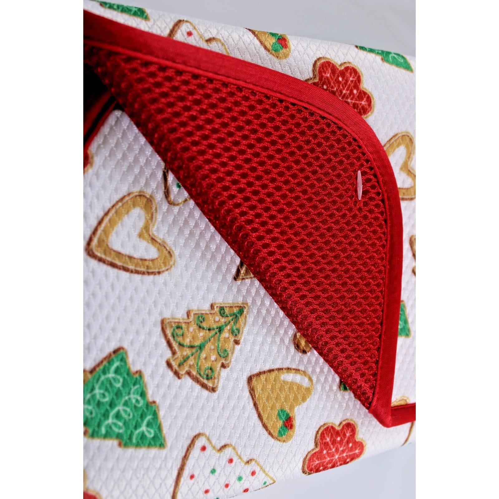 Set of 2 Christmas Gingerbread Peppermint Snowflake Drying Mats 16x19”