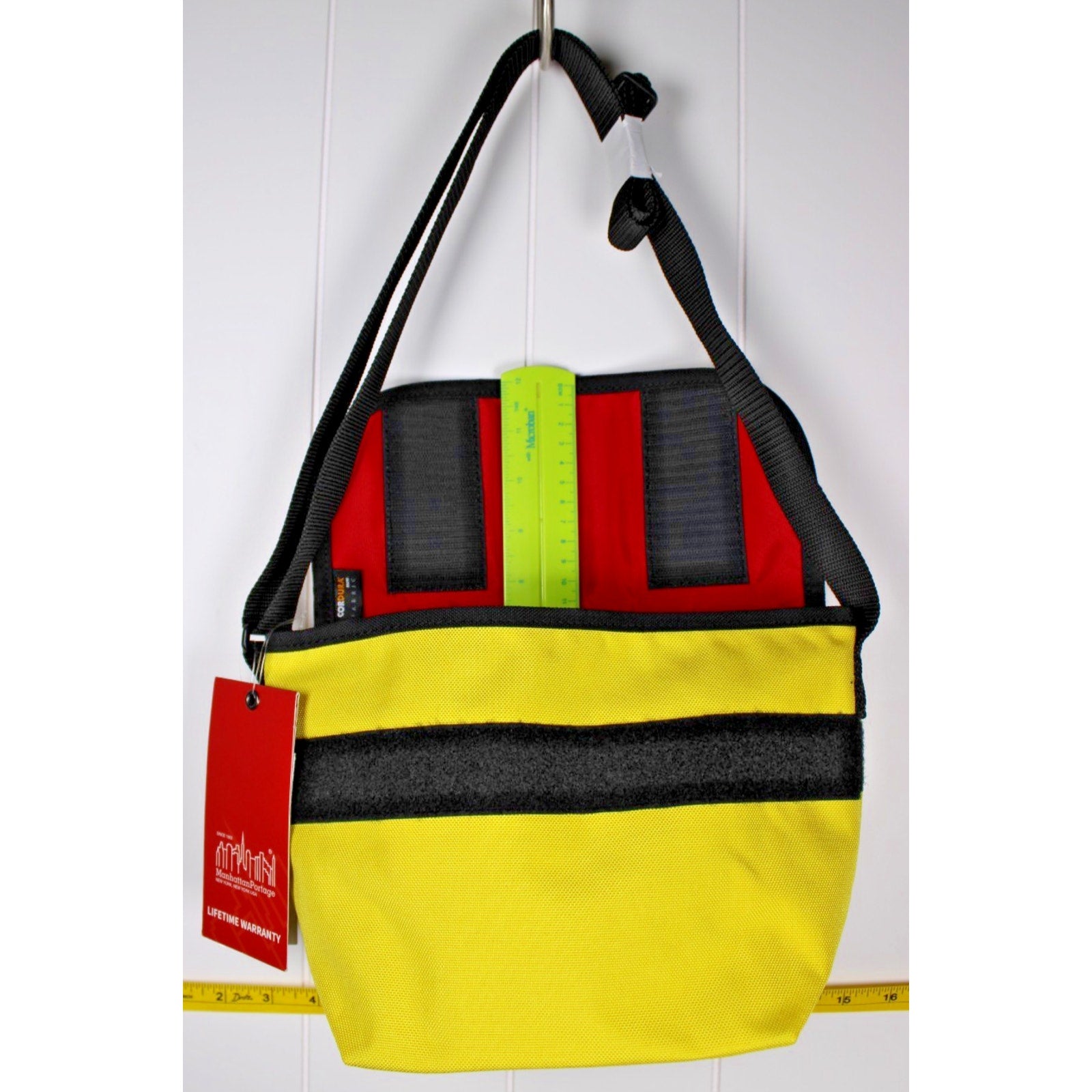 Manhattan Portage Messenger Bag Hook-and-Loop Closure Zip Pocket YELLOW