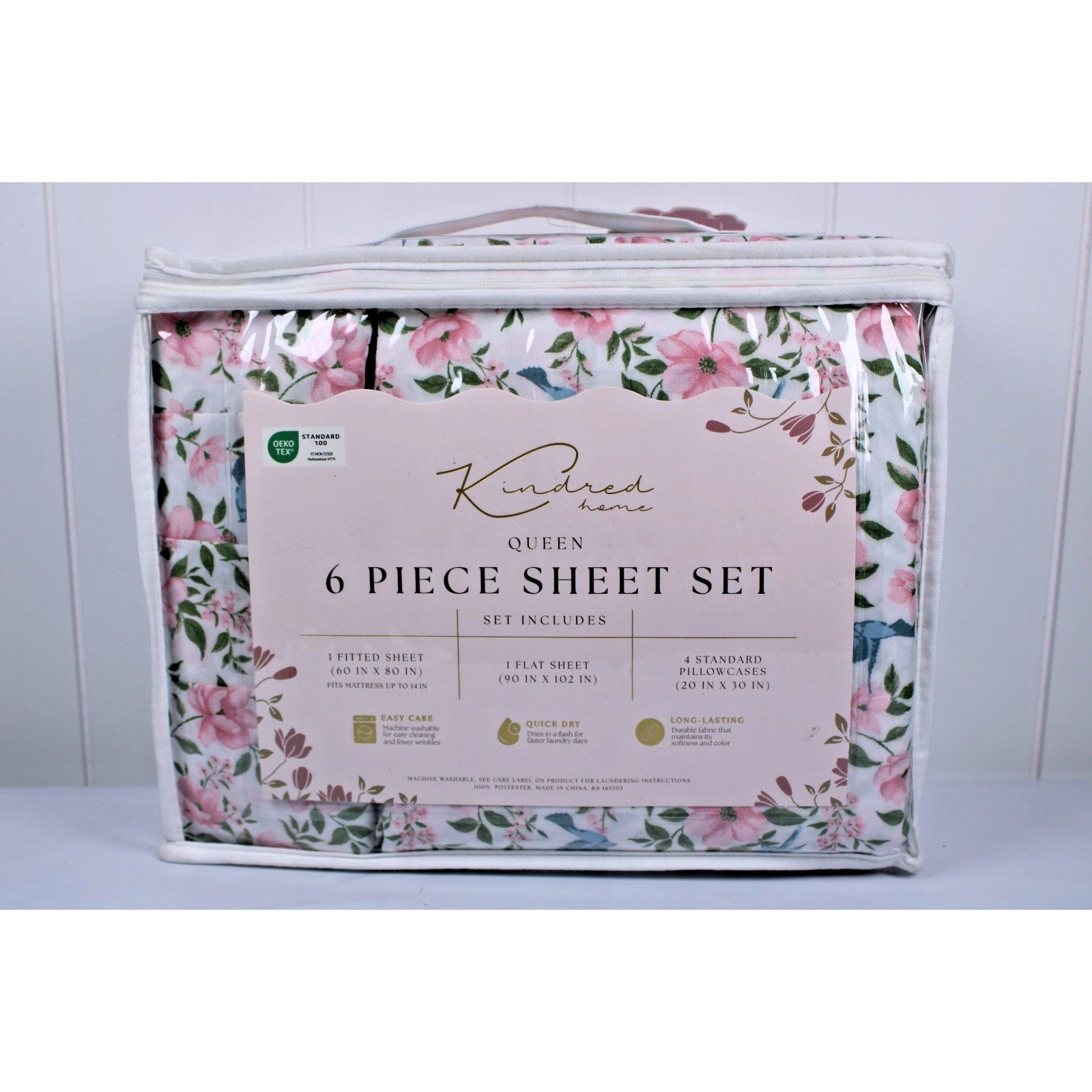 KINDRED HOME 6 pc Floral design Queen Sheet Set 2 EX Pillowcases
