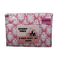 Spooky Vibes QUEEN 6pc Ghost Halloween Pink Bows Ultra Soft Sheet Set