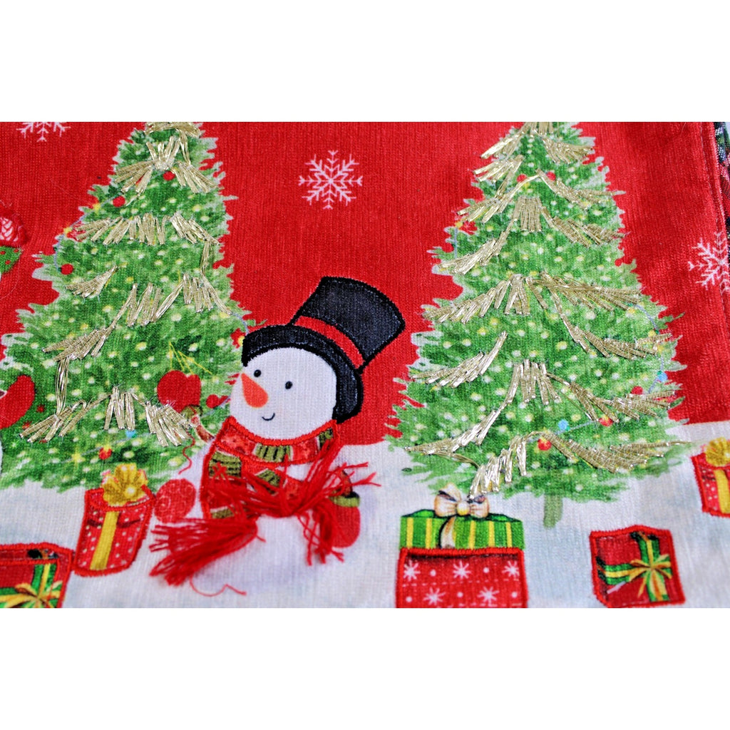 Set of 4 Christmas Tree Snowman Presents Snow Placemats 13x19 Handcrafted