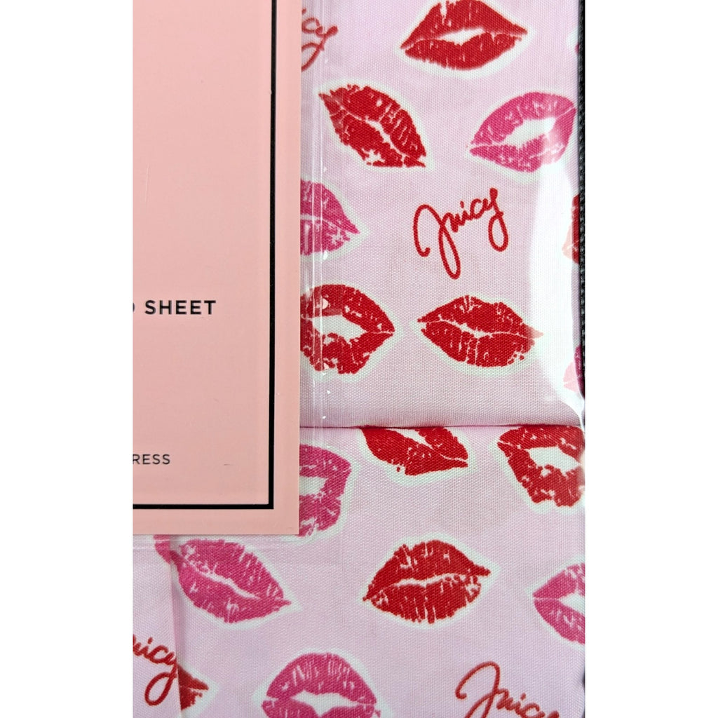 Juicy Couture Queen 6 Piece Sheet Set - Juicy Logo with Lip Pattern