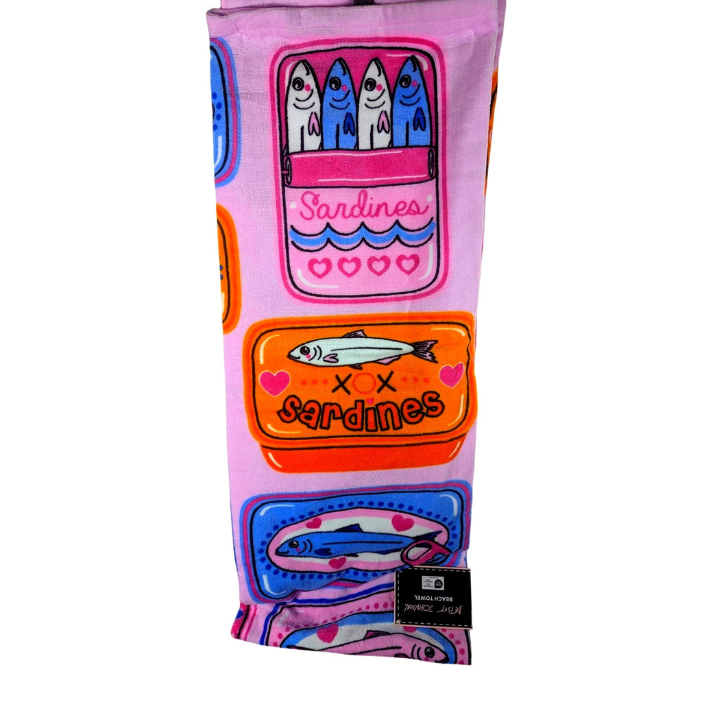 Betsey Johnson Beach Towel 36"x68" Sardines, 100% Cotton