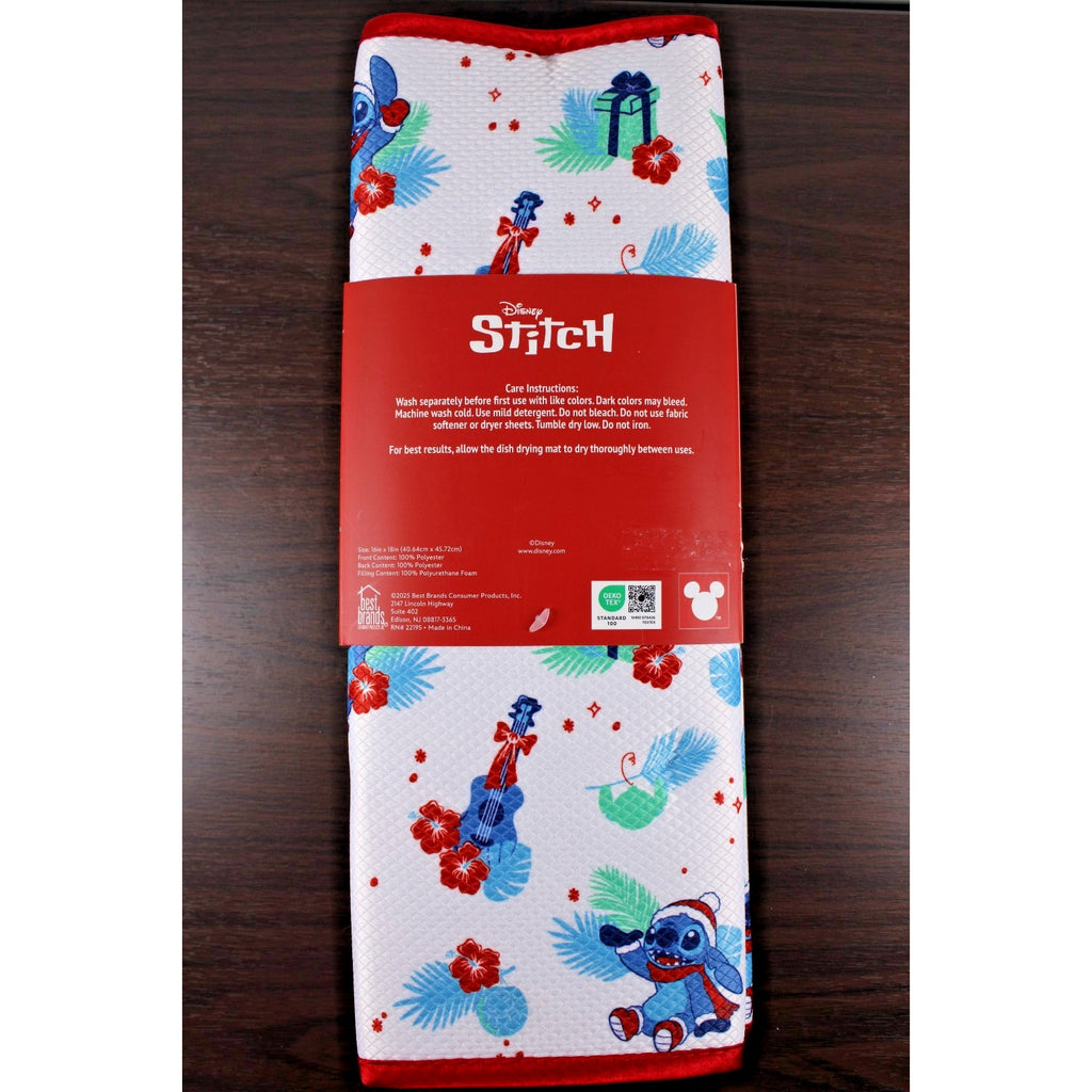 Disney Santa Hat Stitch Hawaiian Aloha Christmas Dish Drying Mat 16”x18”