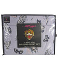 Ed Hardy 6-pc King Sheet Set w/4 Pillowcases, Skulls, Butterflies, Lavender NEW