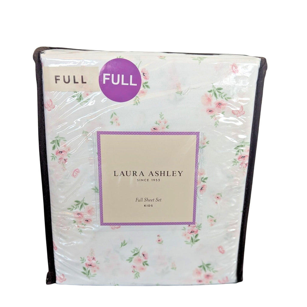 Laura Ashley Spring Flowers Butterflies 3-pc FULL Sheet Set - New