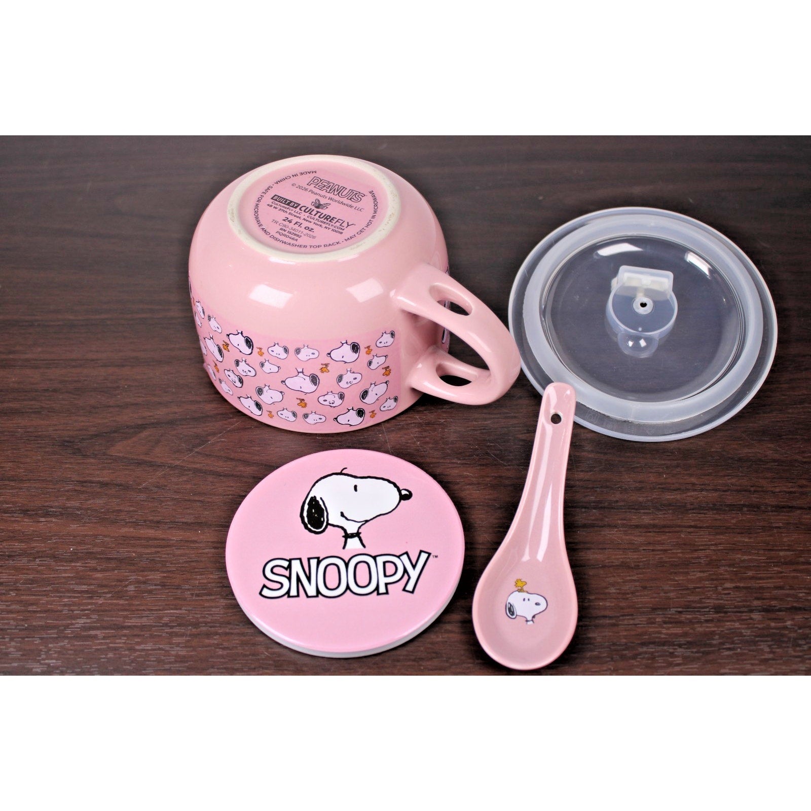 Peanuts Snoopy Soup Mug Bundle 24floz, Coaster, Spoon & Soup Mug