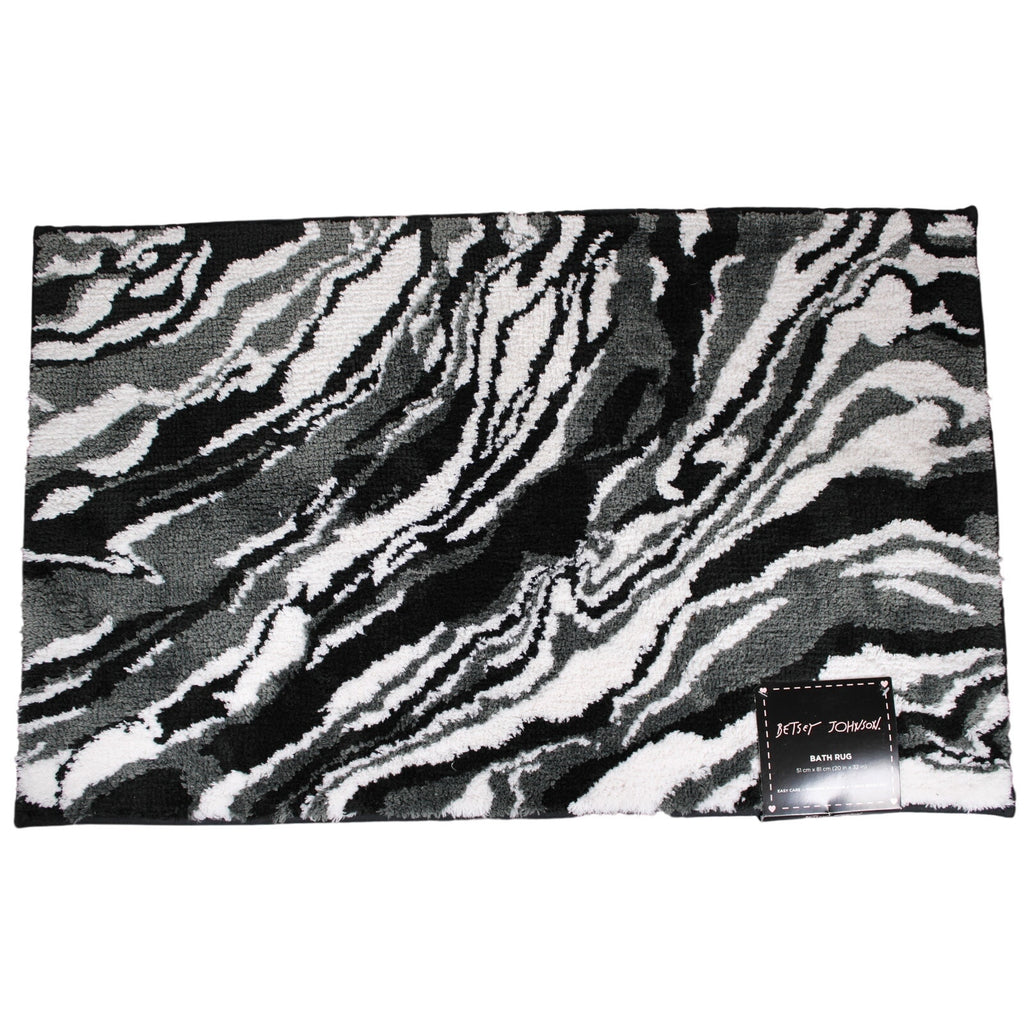 BETSEY JOHNSON - Black, White, Gray MARBLE Design Bath Floor Rug 20X32"