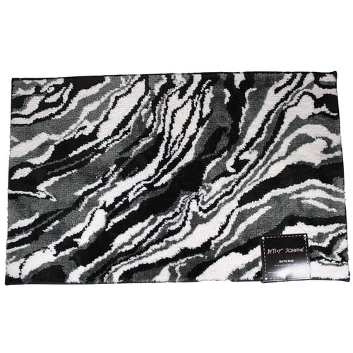 BETSEY JOHNSON - Black, White, Gray MARBLE Design Bath Floor Rug 20X32"