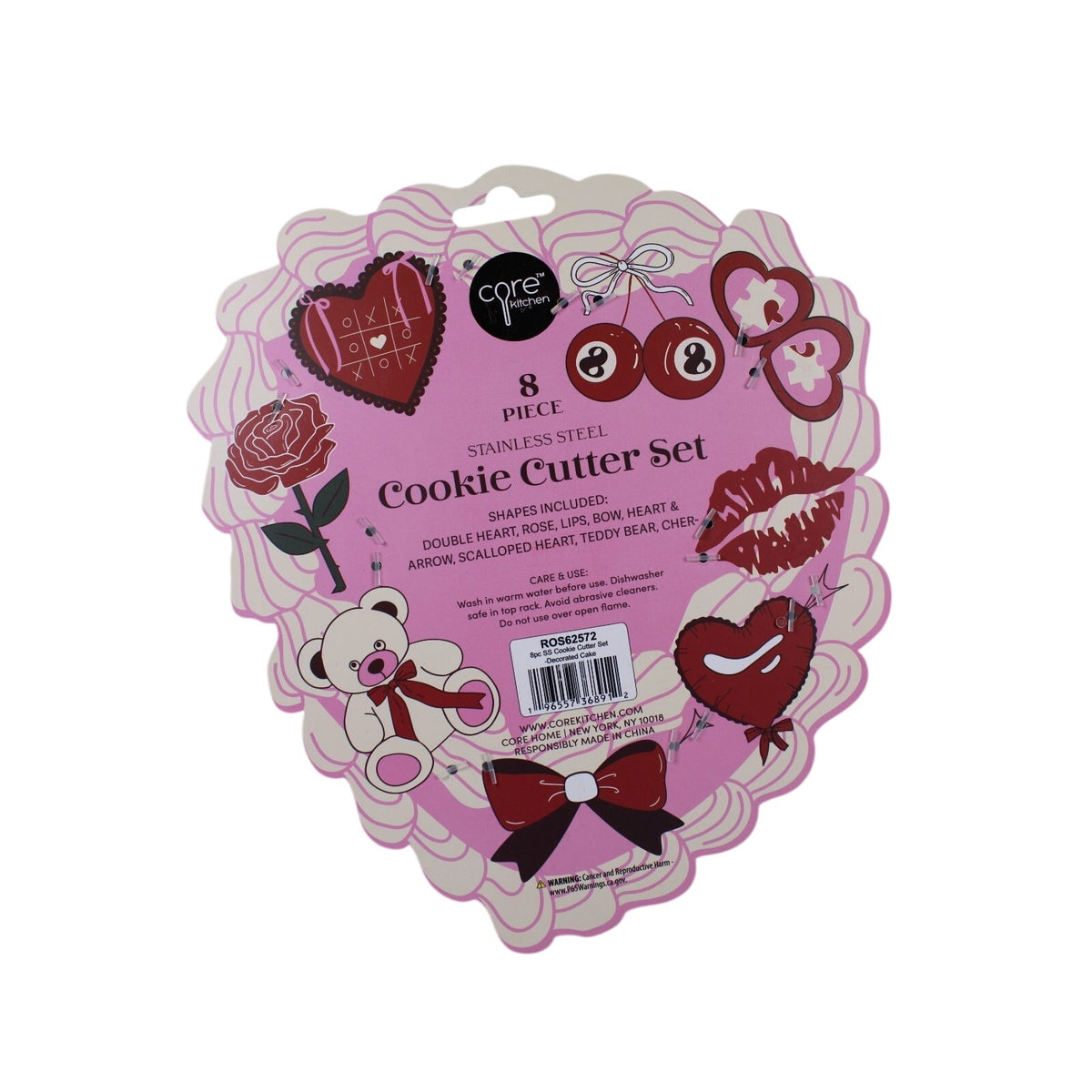 Core Kitchen Mini cookie cutter set stainless steel 8 Piece Valentine's Day