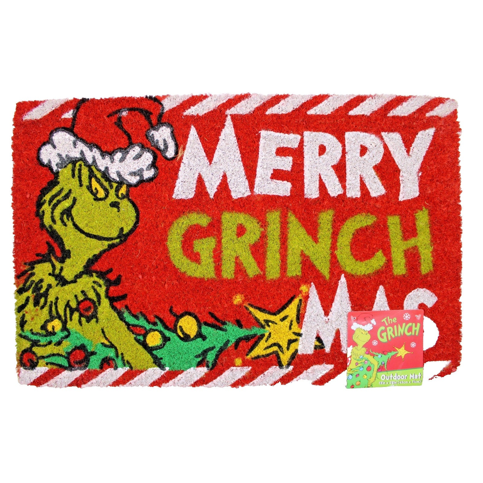Grinch "Merry Grinchmas" Mat Door Rug Outdoor Coir 18"x28" Christmas Tree