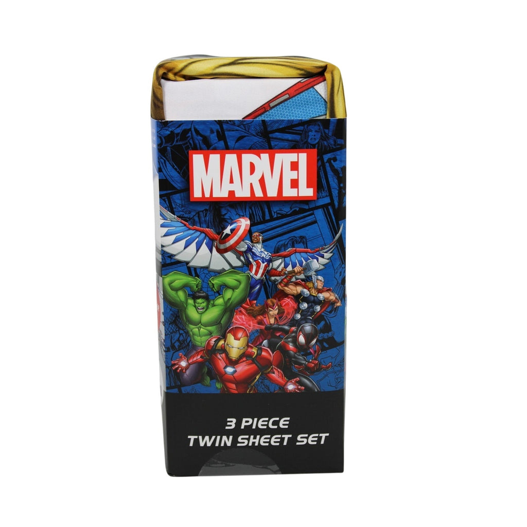 Marvel AVENGERS Twin Sheet Set 1 Fitted 1 Flat Sheet 1 Pillowcase 3 Piece